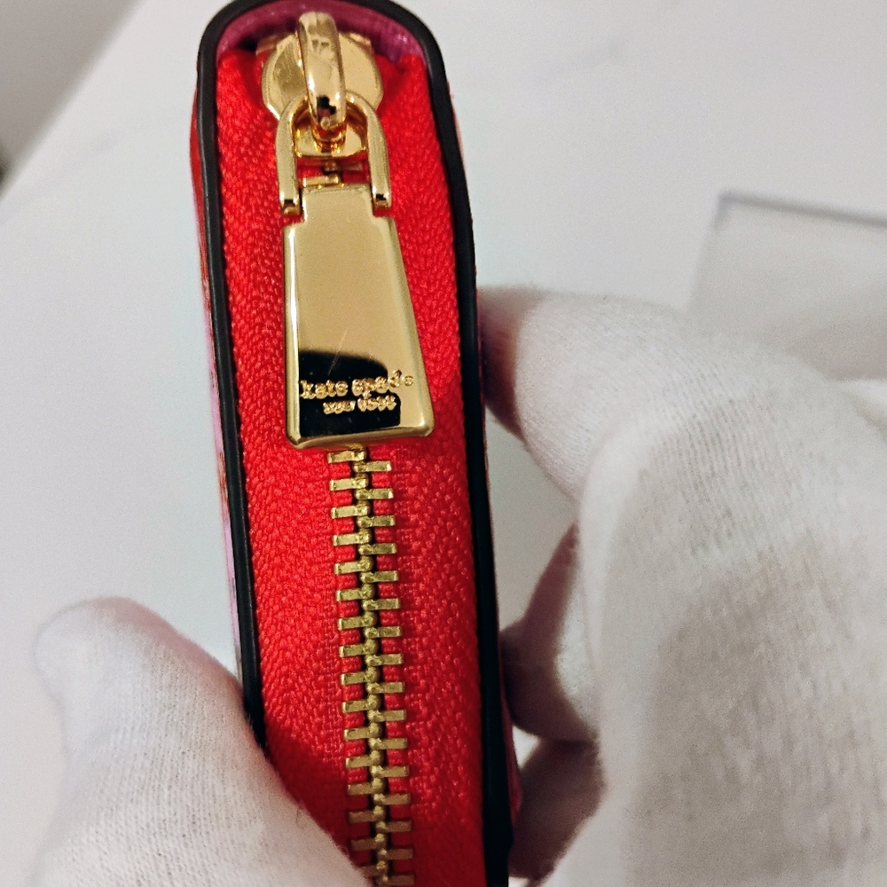 NWT Kate Spade Long Wallet - Pink & Red Ziparound w/GHW - Picture 6 of 13